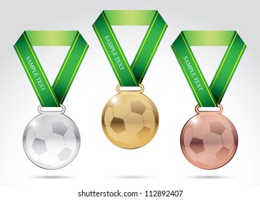 Set of soccer medals - vector illustration