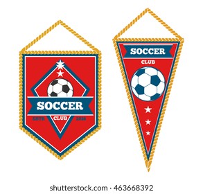 Set Of Soccer Pennants Isolated White