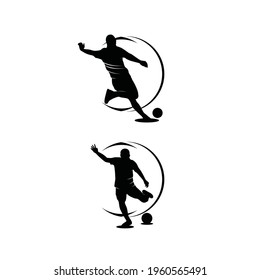 Set of soccer player logo silhouettes