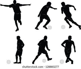 The set of soccer player silhouette