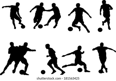 The set of soccer player silhouette