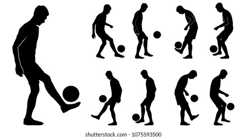 Set of soccer player silhouettes