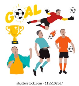 Set of Soccer Player, vector illustration.
