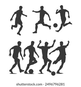 Set of Soccer Players Silhouettes, set of vector set of football, soccer players