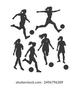 Set von Fußballspielern Silhouetten, Set von Vektorsatz von Fußball, Fußballspieler