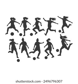 Set of Soccer Players Silhouettes, set of vector set of football, soccer players