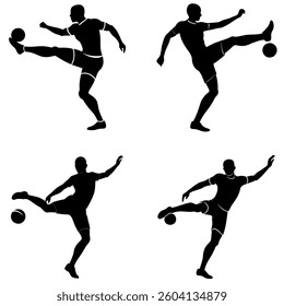 Set of Soccer Players Silhouettes Vector Design