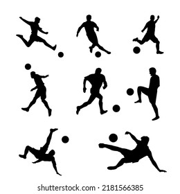 Juego de futbolistas en varias poses con el vector del Mundial de Fútbol de fútbol esp 8 ilustración Full HD Caracteres en blanco y negro 