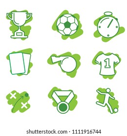 Set of Soccer Related Vector Line Icons