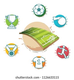Set of Soccer Related Vector Line Icons