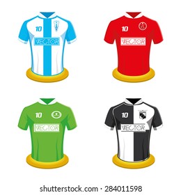 Set of soccer shirts on a white background. Vector illustration