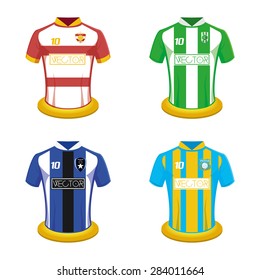 Set of soccer shirts on a white background. Vector illustration