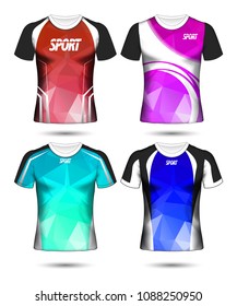 Set of Soccer sport t-shirt layout design poly template and polo shirt vector illustration 