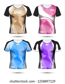 Set of Soccer sport t-shirt layout design poly template and polo shirt vector illustration 
