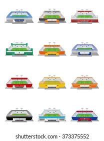 Set of soccer stadiums on a white background. Vector illustration