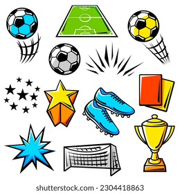 Set of soccer symbols. Football club illustration.