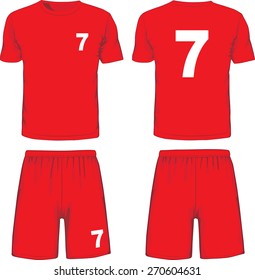 Set of soccer uniform front and back view. Vector illustration