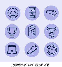 set of soccer vector icons, sign and symbols in flat design for mobile concepts and web apps