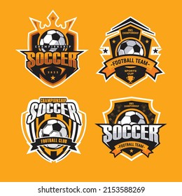 Set Soccer yellow logo. sports emblem designs. design template. Vector illustration