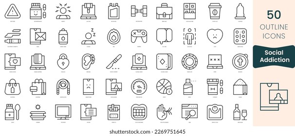 Set of social addiction icons. Thin linear style icons Pack. Vector Illustration