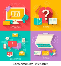 set of social business life illustrations design . Vector backgrounds in vintage style concepts