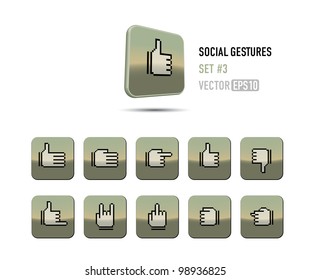 a set of social buttons showing different gestures