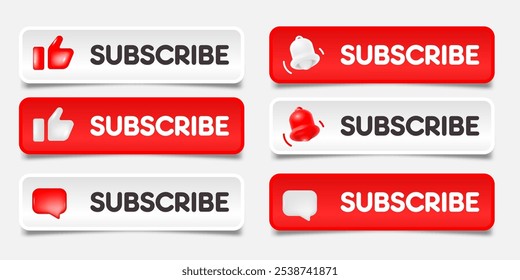 A set of social buttons for subscribing and promoting on social networks. Vector illustration