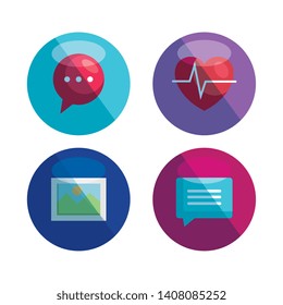 set of social digital app and media technology
