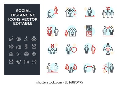 set of Social Distancing elements symbol template for graphic and web design collection logo vector illustration