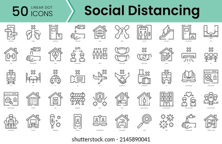 Set of social distancing icons. Line art style icons bundle. vector illustration