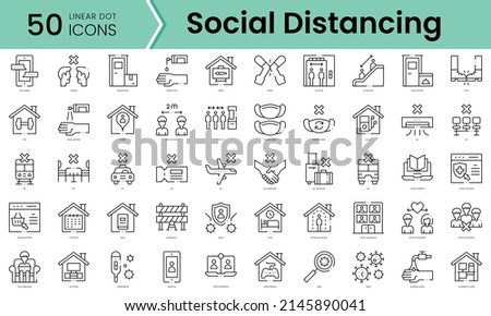 Set of social distancing icons. Line art style icons bundle. vector illustration