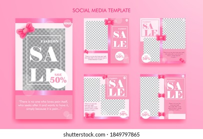 Set social edia template or poster for business with pink color