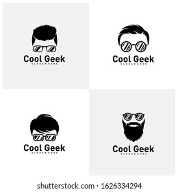 Set of Social Geek Logo design template. Geek vector design icon. Illustration