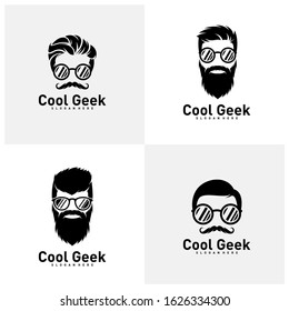 Set of Social Geek Logo design template. Geek vector design icon. Illustration