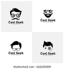 Set of Social Geek Logo design template. Geek vector design icon. Illustration