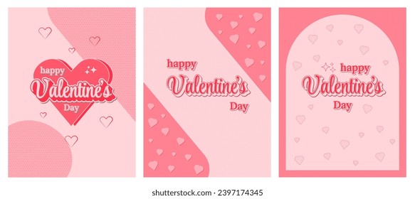 set social greeting cards template valentine's day. cute typography valentine's day in pink. sstkLOVE