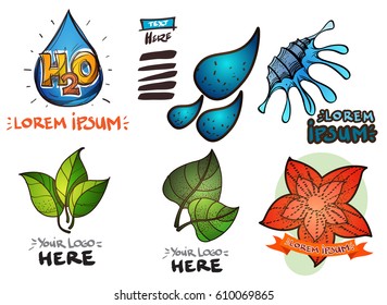 Set of social icons in hand-drawn drawing style. Sketch of food and natural elements. Elements for infographics.