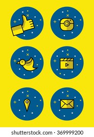 Set of social icons. thin line flat design. vector illustration