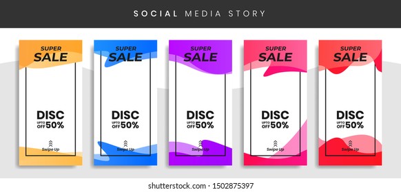 Set of Social Instagram Media Stories Templates Sale Banner Background Dynamic Fluid. Flash sale. Advertising Web Modern Dark Navy Red Purple Gradient Liquid. Modern layout Design vector editable