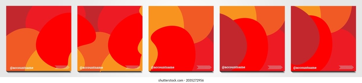 Conjunto de antecedentes en medios sociales adecuados para publicaciones, fuentes e historias en medios sociales. Formas abstractas para las imágenes y múltiples combinaciones de colores de degradado rojo.
