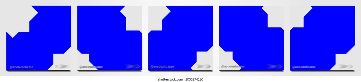 Set von Social-Media-Hintergrund, geeignet für Beiträge, Feeds und Geschichten in sozialen Medien. Abstrakte Formen für Bilder und mehrere Farbverlauf-Farbkombinationen in sanft-blau.