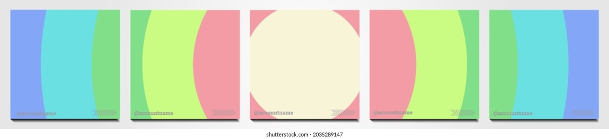 Set of social media background suitable for social media posts, feeds, and stories. Abstract shapes for pictures and multiple colors in the fall season are pastel white, green, and blue.