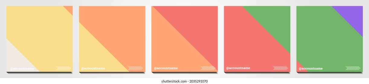 Conjunto de antecedentes en medios sociales adecuados para publicaciones, fuentes e historias en medios sociales. Las formas abstractas de los cuadros y los múltiples colores de la temporada de otoño son blanco pastel, verde, rojo y azul.