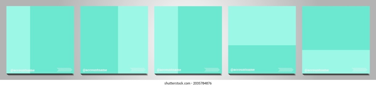 Set of social media background suitable for social media posts, feeds, and stories. Abstract shapes for pictures and multiple abstract pastel blue, abstract squares, and simple white decorations.