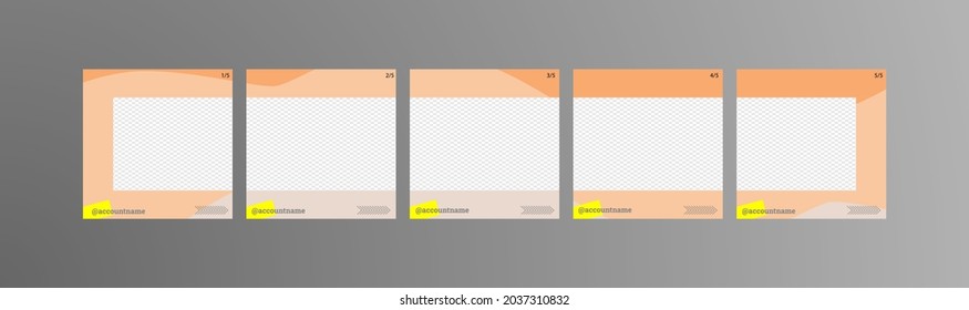 Set of social media background suitable for social media posts, feeds, and stories. Square shapes for pictures and multiple abstract soft-brown and white squares and simple white decorations.