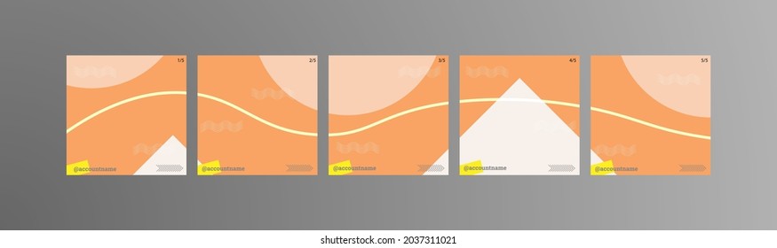 Set of social media background suitable for social media posts, feeds, and stories. Square shapes for pictures and multiple abstract soft-brown and white squares and simple white decorations.