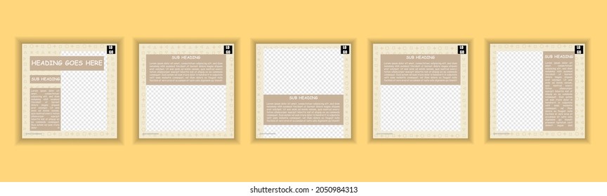 Set of social media background template with dummy text and brown pastel color. It is suitable for social media posts and stories.