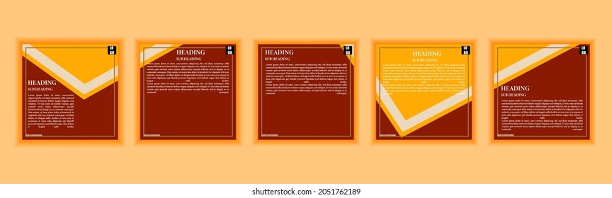 Set of social media background template with dummy text and multiple abstract shapes in red and yellow color. It is suitable for social media posts and stories.