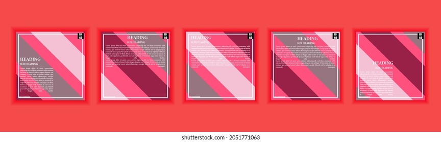 Set of social media background template with dummy text and multiple abstract shapes in violet and pink color. It is suitable for social media posts and stories.