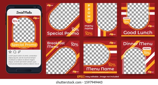 Set of Social Media Banner Post Template for Food Promotion